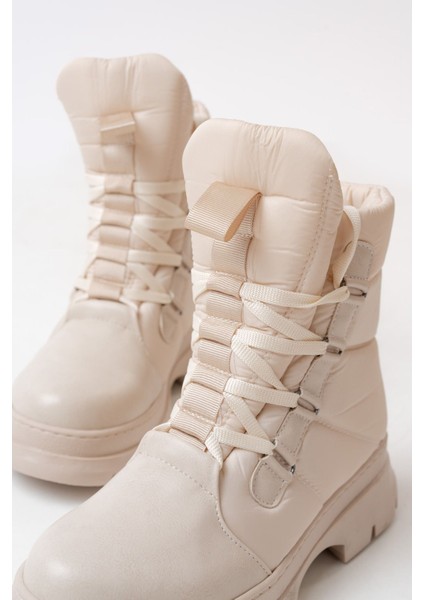ASM-083 Bej Bağcıklı Su Geçirmez Kadın Kar Botu fırsatları