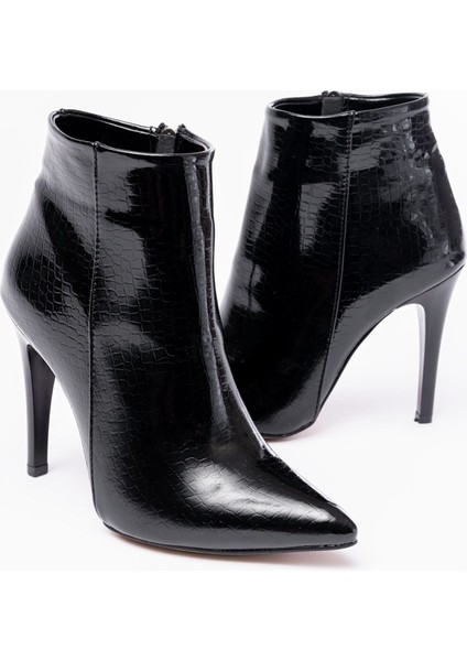 VRT-4802 Siyah Kroko Yüksek Ince Topuklu Fermuarlı Kadın Bot fırsatları