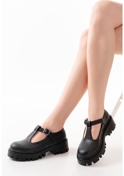 868-757 Siyah Günlük Yüksek Tabanlı Loafer Ayakkabı