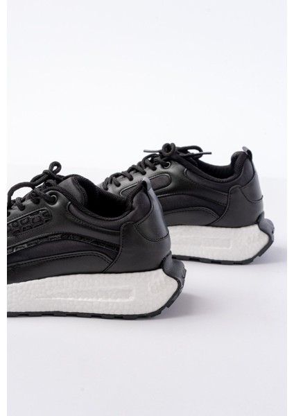 F-307 Siyah Bağcıklı Saten Taş Aksesuarlı Günlük Spor Ayakkabı indirimleri