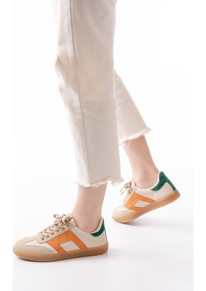 M-5007 Bej Garni Bağcıklı Termo Taban Günlük Kadın Spor