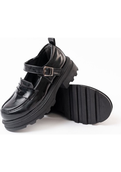 745-771 Siyah Rugan Günlük Yüksek Tabanlı Loafer Ayakkabı fırsatları