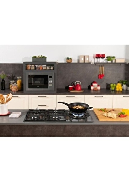 AO-91159 G Dg Ankastre Ocak 5 Gözü Wok Özellikli Gri Cam Yüzey 90 cm