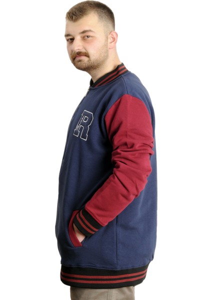 Mode Xl Büyük Beden Erkek Kolej Mont Fermuarlı Ceket Reputatıon 23634 Indigo fiyatları