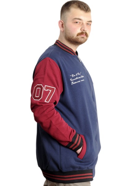 Mode Xl Büyük Beden Erkek Kolej Mont Fermuarlı Ceket Reputatıon 23634 Indigo modelleri