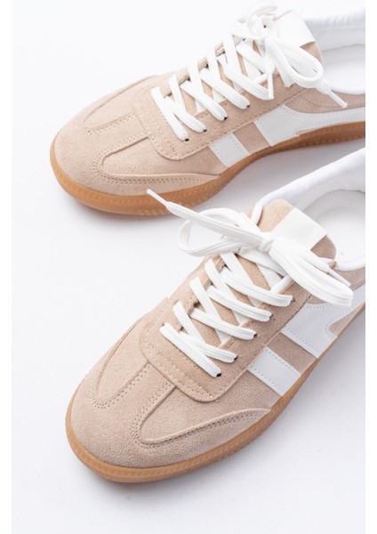 M-1004 Bej Süet Bağcıklı Termo Taban Günlük Kadın Spor fırsatları