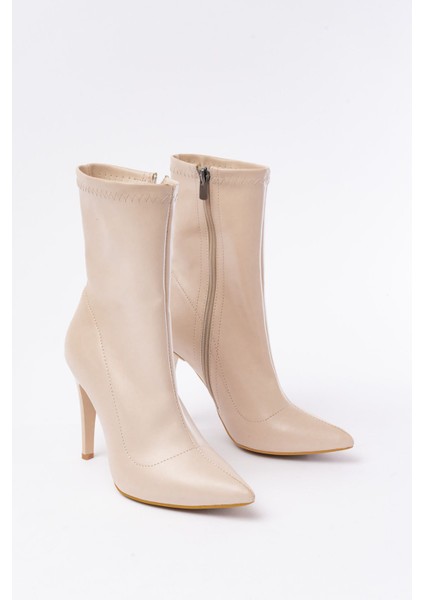 VRT-4811 Bej Yüksek Ince Topuklu Fermuarlı Kadın Bot fırsatları