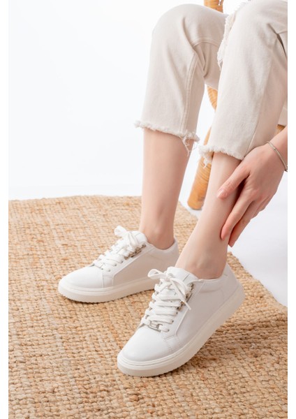 P-910 Beyaz Bağcıklı Taban Dikişli Günlük Kadın Spor fiyatları