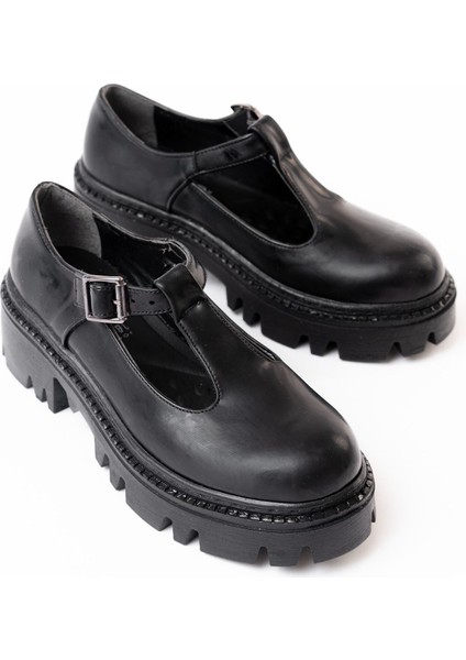 868-757 Siyah Rugan Günlük Yüksek Tabanlı Loafer Ayakkabı indirimleri