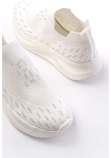 DM-707 Beyaz Fileli Faillant Taban Taş Aksesuarlı Günlük Spor Ayakkabı indirimleri