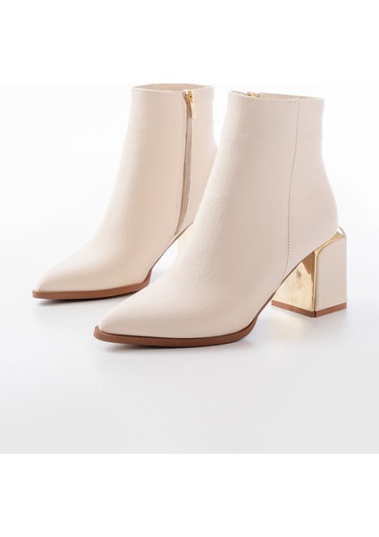 DNZ-410 Bej Fermuarlı Topuklu Kadın Günlük Bot fırsatları