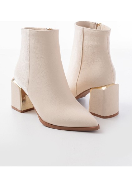 DNZ-410 Bej Fermuarlı Topuklu Kadın Günlük Bot indirimleri