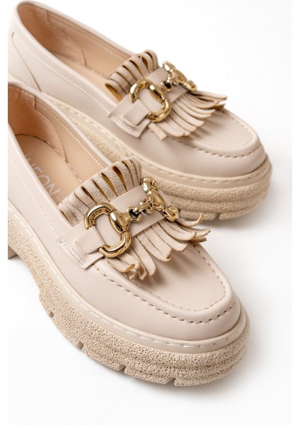 749-750 Bej Tokalı Günlük Yüksek Tabanlı Loafer Ayakkabı fiyatları