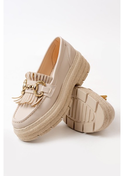 749-750 Bej Tokalı Günlük Yüksek Tabanlı Loafer Ayakkabı fırsatları