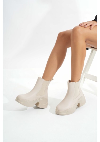 FZ-2400 Bej Yüksek Tabanlı Lastikli Günlük Kadın Bot