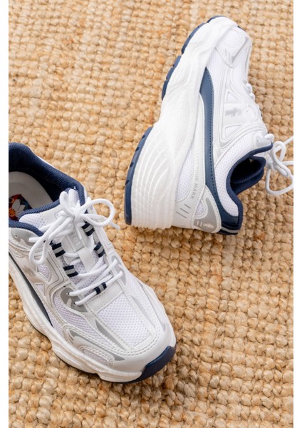 F-329 Beyaz Günlük Bağcıklı Lacivert Desenli Yazlık Spor Ayakkabı fırsatları