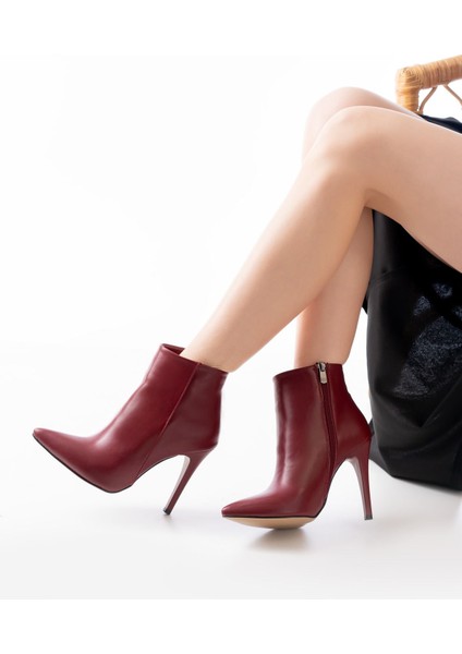 VRT-4802 Bordo Yüksek Ince Topuklu Fermuarlı Kadın Bot fırsatları