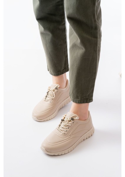 K-504 Bej Bağcıklı Desenli Günlük Spor Ayakkabı fiyatları