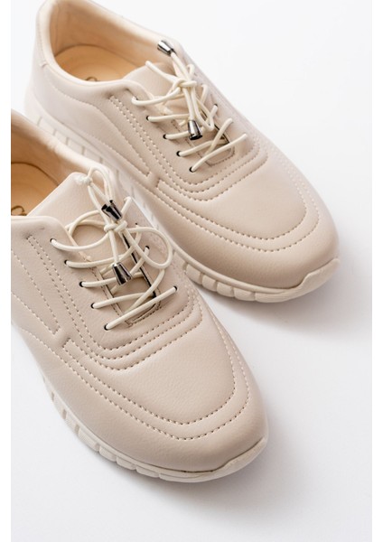 K-504 Bej Bağcıklı Desenli Günlük Spor Ayakkabı fırsatları