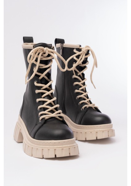 842-2961 Siyah Bağcıklı Kalın Tabanlı Fermuarlı Günlük Kadın Bot indirimleri