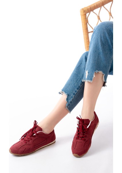 Rs-01 Bordo Süet Ince Taban Günlük Spor Ayakkabı