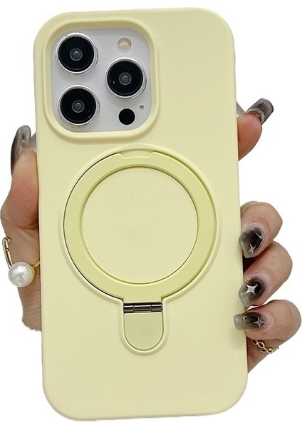 Apple iPhone 16 Plus Cep Telefonu Kılıfı Sıvı Silikon Braket Kablosuz Şarj Manyetik Dayanak Kılıfı Için Uygundur (Yurt Dışından)