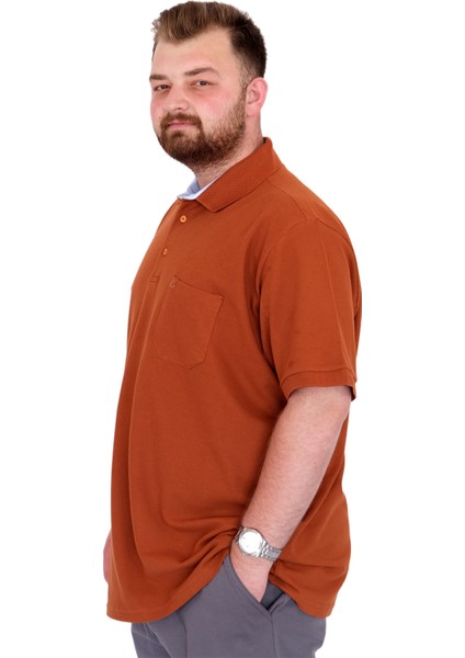 Mode Xl Büyük Beden Erkek T-Shirt Polo Yaka Cepli Klasik Pike 20552 Tarçın fiyatları