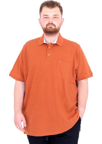Mode Xl Büyük Beden Erkek T-Shirt Polo Yaka Cepli Klasik Pike 20552 Tarçın indirimleri