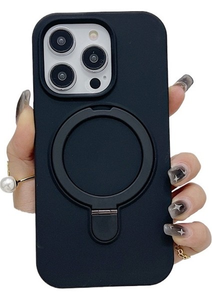 Apple iPhone 16 Pro Max Cep Telefonu Kılıfı Sıvı Silikon Braket Kablosuz Şarj Manyetik Dayanak Kılıfı Için Uygundur (Yurt Dışından)
