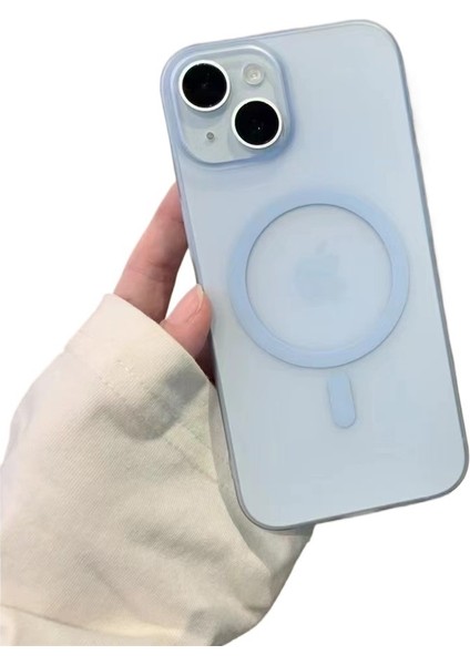 iPhone 14 Cep Telefonu Kılıfı Için Uygun Ultra Ince Buz Sisi Manyetik Emme Yarı Saydam Buzlu Parmak Izi Önleyici Apple Sert Kılıf (Yurt Dışından)