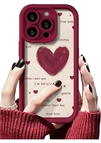Apple iPhone 16 Cep Telefonu Kılıfı Için Şarap Kırmızısı Kalp Sky Eye Merdiven Kılıfı Avrupa ve Amerikan (Yurt Dışından)