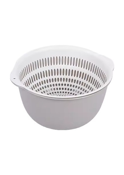 Çift Katmanlı Sebze Yıkama Havzası Süzgeç Sepeti Altı Parçalı Set Mutfak Oturma Odası Ev Meyve Yıkama Tabağı Basit Plastik Pirinç Yıkama Sepeti (Orta) (Yurt Dışından)