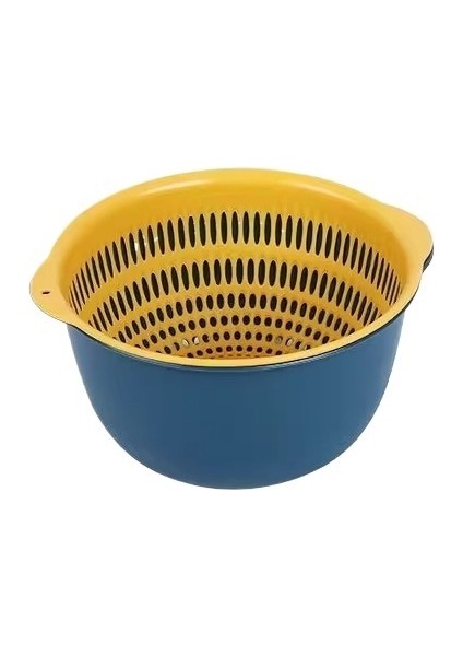 Çift Katmanlı Sebze Yıkama Havzası Süzgeç Sepeti Altı Parçalı Set Mutfak Oturma Odası Ev Meyve Yıkama Tabağı Basit Plastik Pirinç Yıkama Sepeti (Orta) (Yurt Dışından)