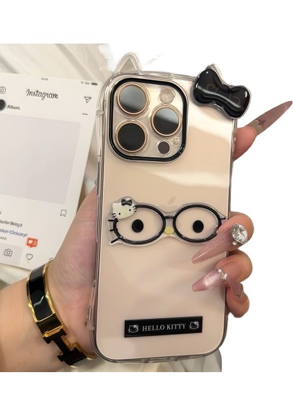 Gözler Kt Kedi Kulakları Üç Boyutlu Kelebek IPHONE16PRO Cep Telefonu Kılıfı Için Uygundur Şeffaf Ince Delik (Yurt Dışından)