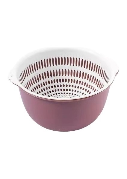 Çift Katmanlı Sebze Yıkama Havzası Süzgeç Sepeti Altı Parçalı Set Mutfak Oturma Odası Ev Meyve Yıkama Tabağı Basit Plastik Pirinç Yıkama Sepeti (Orta) (Yurt Dışından)