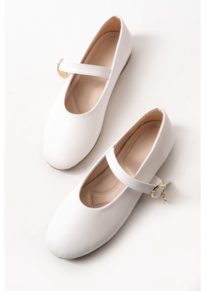 İNF-324 Beyaz Baretli Tokalı Günlük Kadın Babet indirimleri