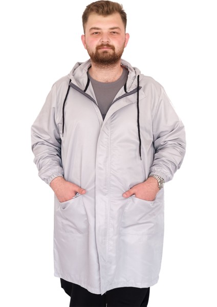 Mode Xl Büyük Beden Erkek Yağmurluk Kapşonlu 22700 Gri