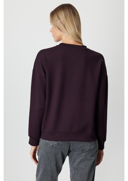 Kadın Omuzları Incili Sweat 66338 Bordo fırsatları