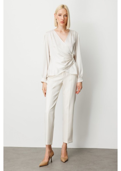 Kadın Kruvaze Yaka Inci Detaylı Bluz 3009 Inci modelleri