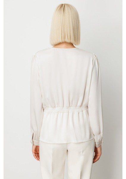 Kadın Kruvaze Yaka Inci Detaylı Bluz 3009 Inci fırsatları