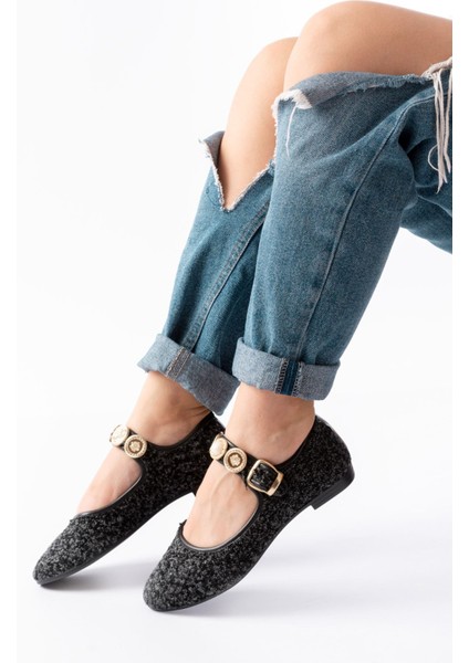 İNF-6363 Siyah Havlu Desenli Baret Tokalı Günlük Bayan Ayakkabı fiyatları