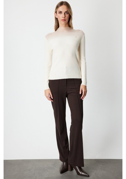 Kadın Aksesuar Detaylı Triko Kazak 60346 Bej modelleri