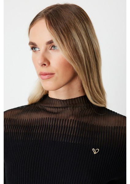 Kadın Aksesuar Detaylı Triko Kazak 60346 Siyah fiyatları