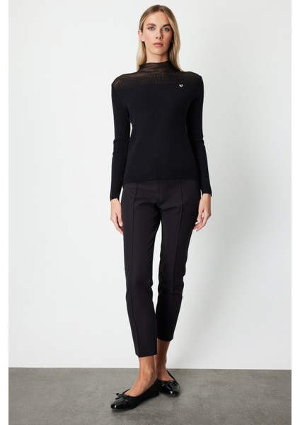 Kadın Aksesuar Detaylı Triko Kazak 60346 Siyah modelleri