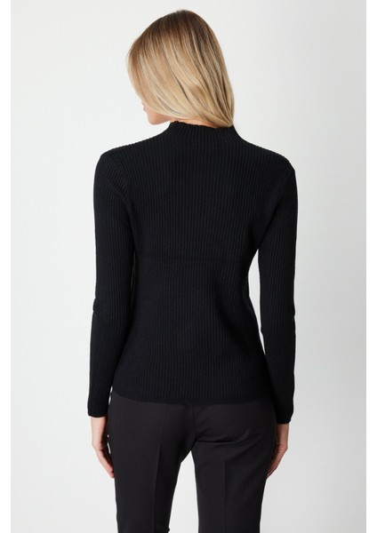 Kadın Aksesuar Detaylı Triko Kazak 60346 Siyah fırsatları