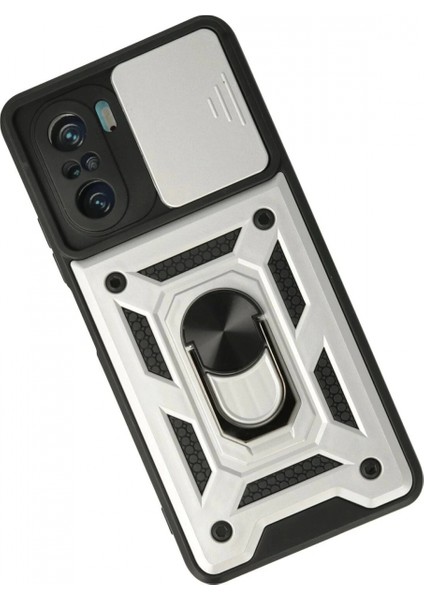 Xiaomi Poco F3 Kılıf Pars Lens Yüzüklü Silikon - Gümüş fiyatları