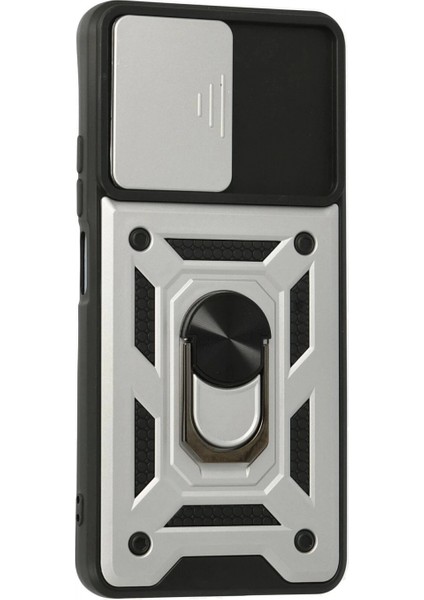 Xiaomi Poco F3 Kılıf Pars Lens Yüzüklü Silikon - Gümüş modelleri