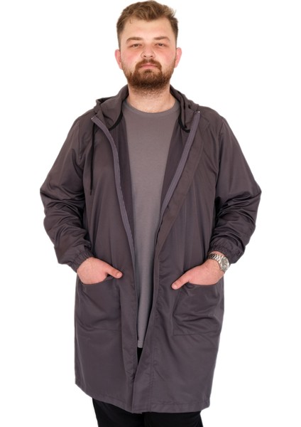 Mode Xl Büyük Beden Erkek Yağmurluk Kapşonlu 22700 Antrasit