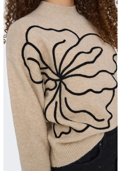 Kadın Jdyjella Desenli Yuvarlak Yaka Yünlü Kazak 15344518 Bej fiyatları