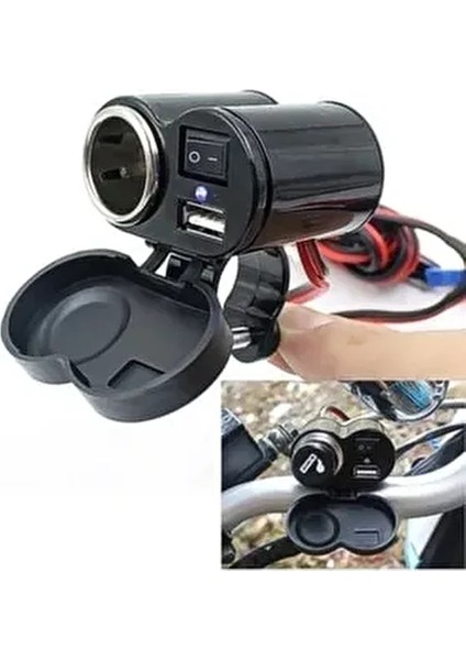 Motosiklet Çakmaklık USB Şarj Soketi 12V Su Geçirmez Kullanım Kolaylığı fırsatları